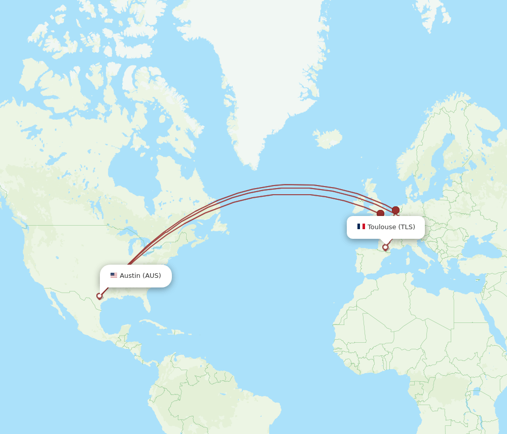 AUS-TLS flight routes