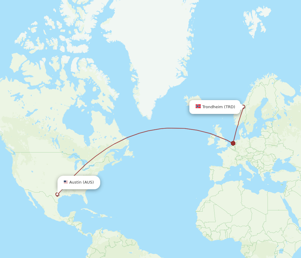 AUS-TRD flight routes