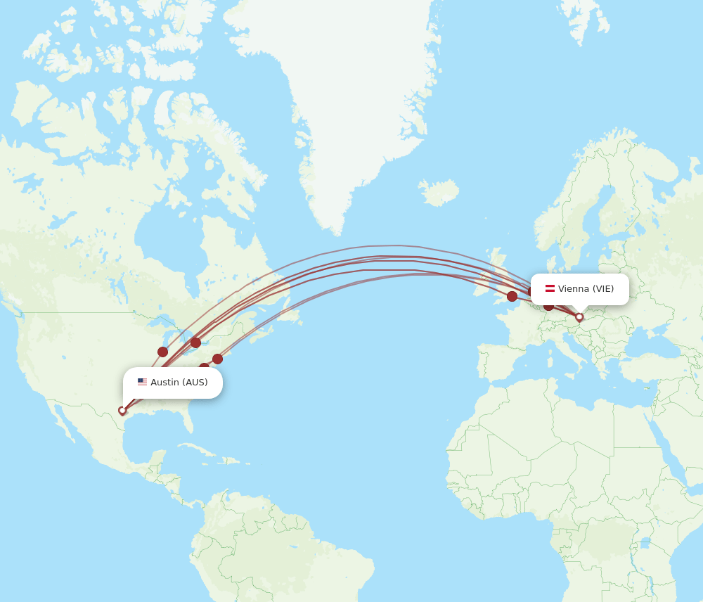 AUS-VIE flight routes