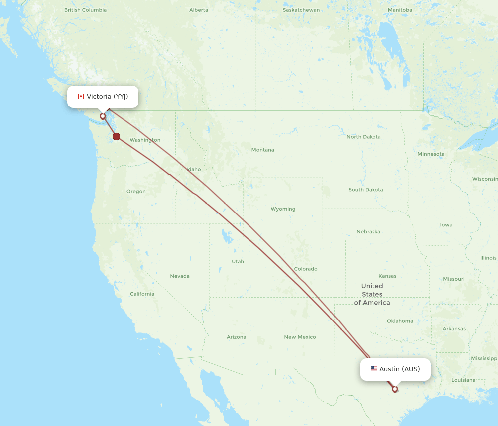 AUS-YYJ flight routes