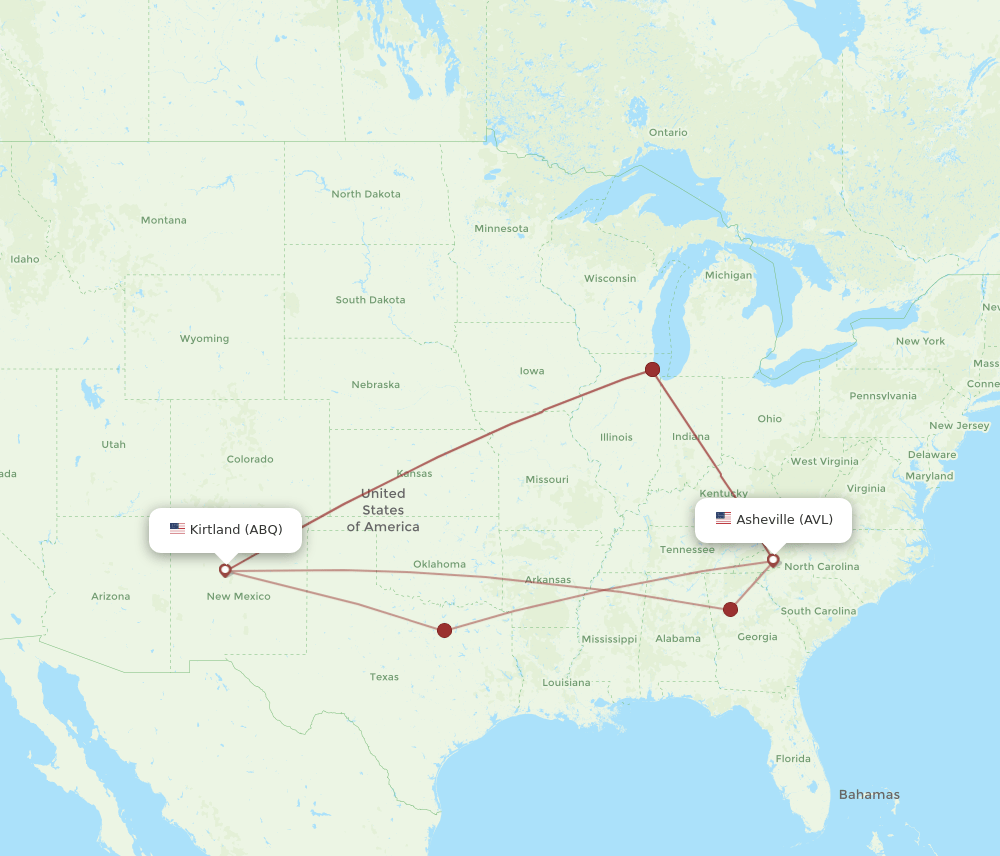 AVL-ABQ flight routes