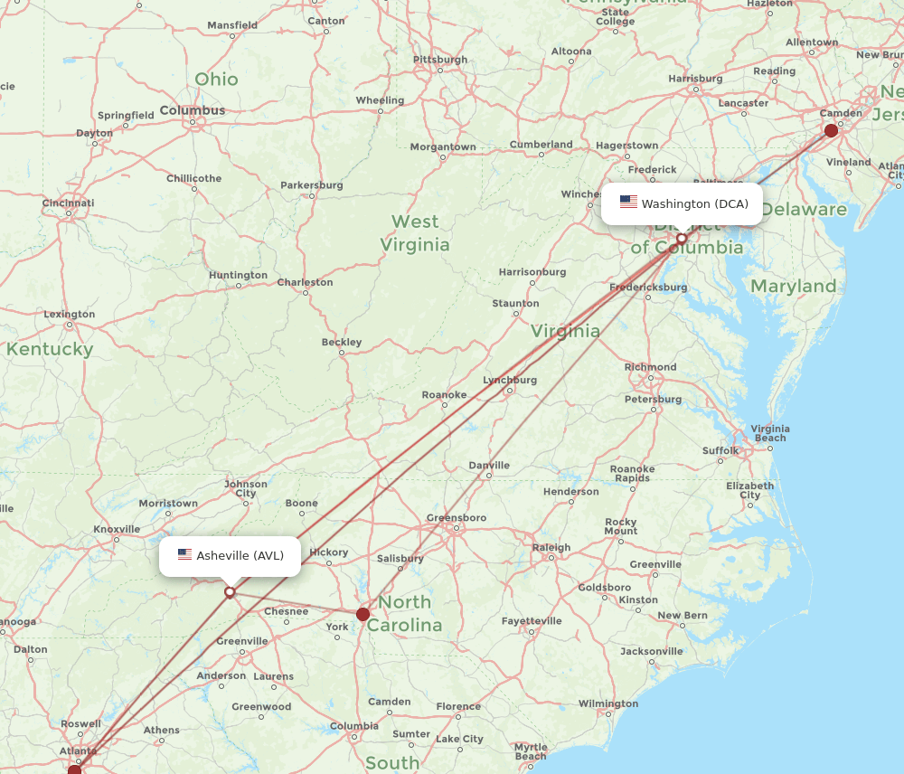 AVL-DCA flight routes