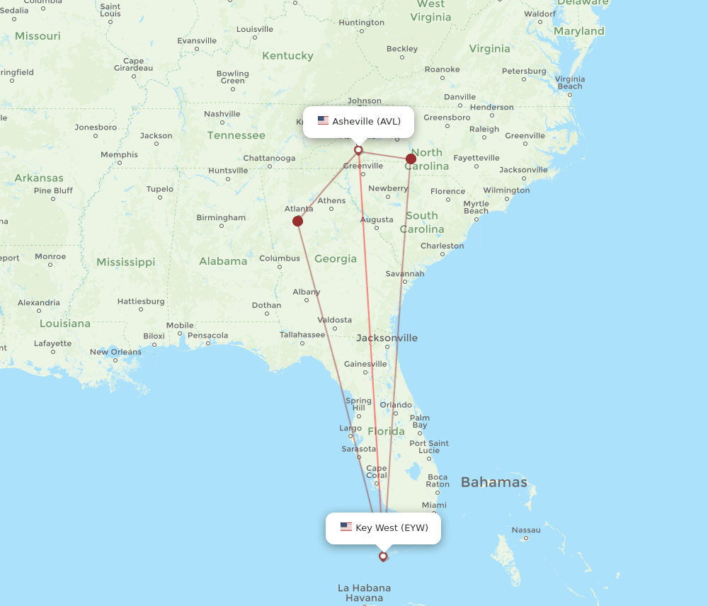 AVL-EYW flight routes