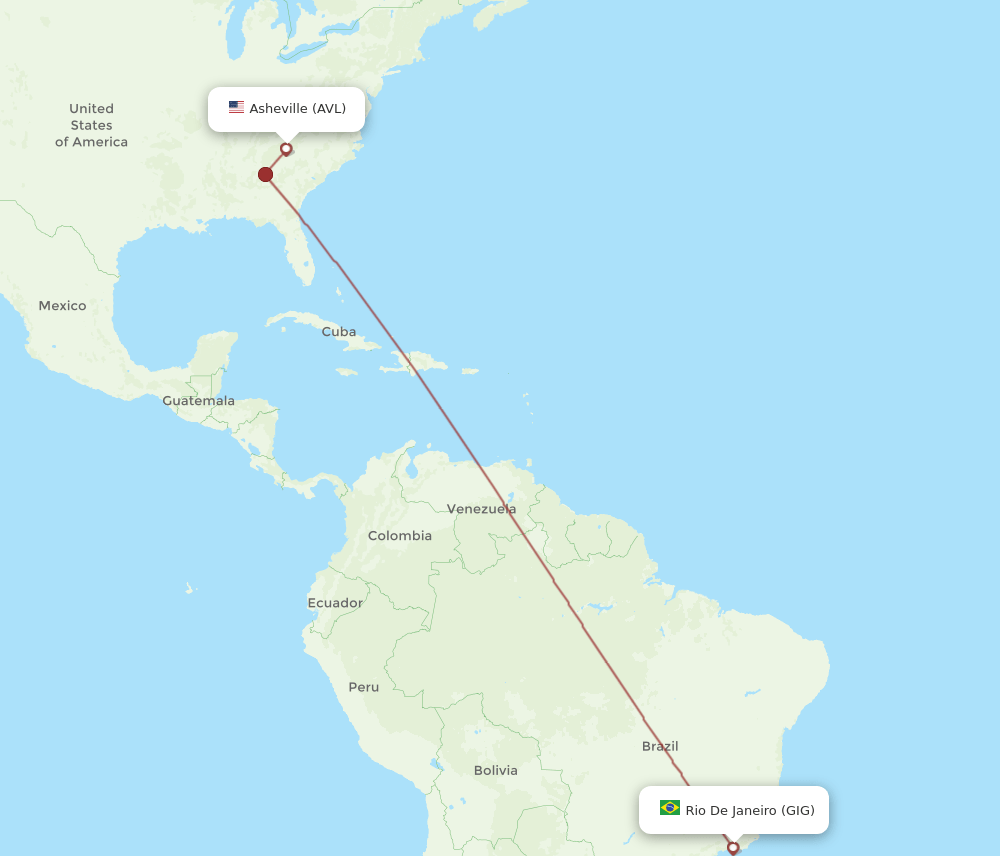 AVL-GIG flight routes