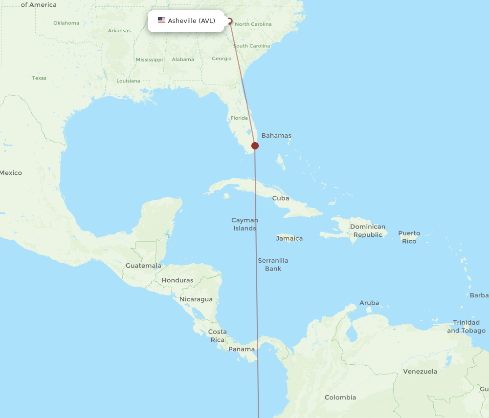 AVL to GYE flights and routes map