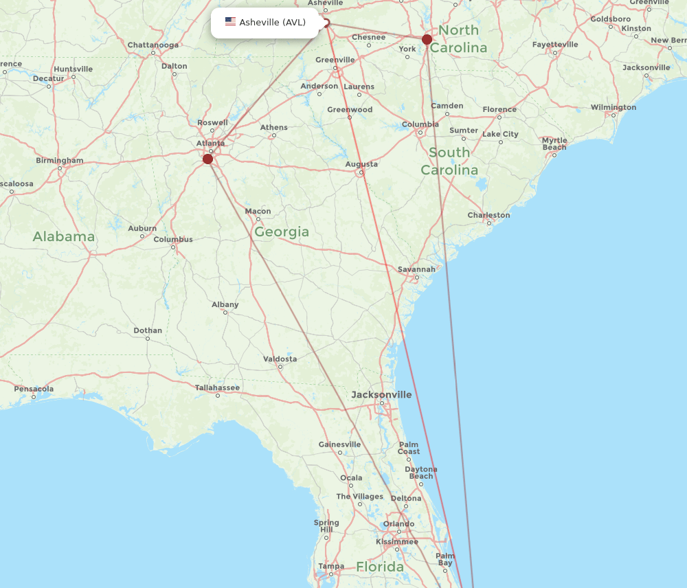 AVL-PBI flight routes