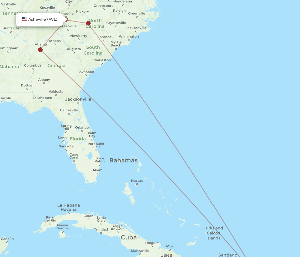 AVL-PUJ flight routes