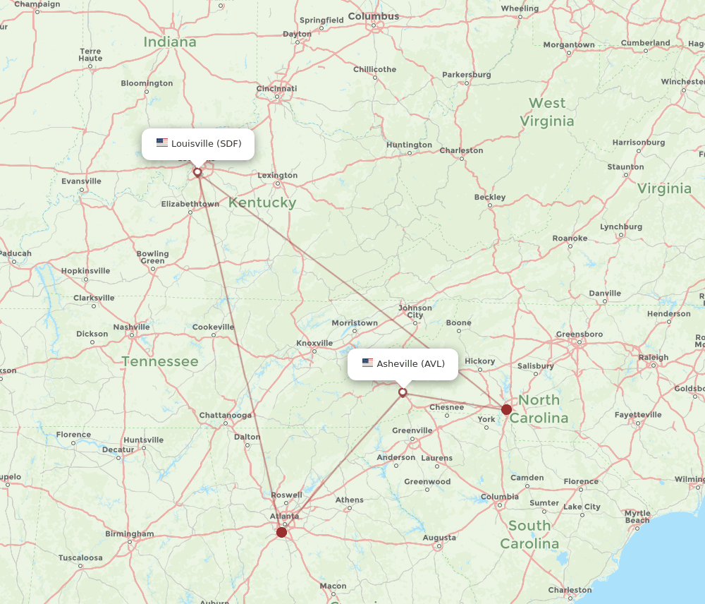 AVL-SDF flight routes