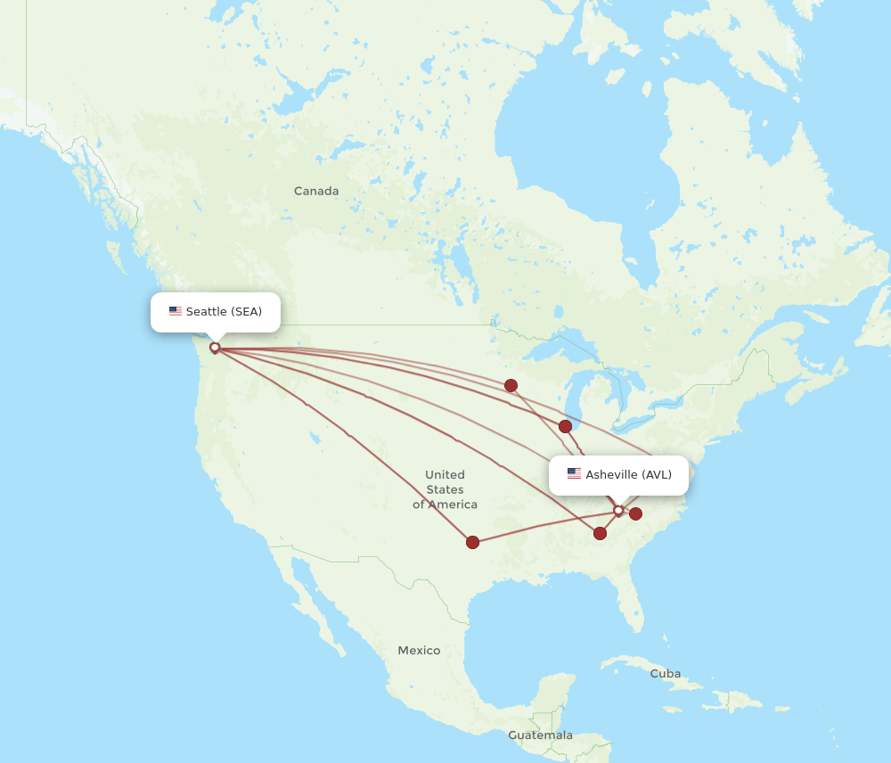 AVL-SEA flight routes