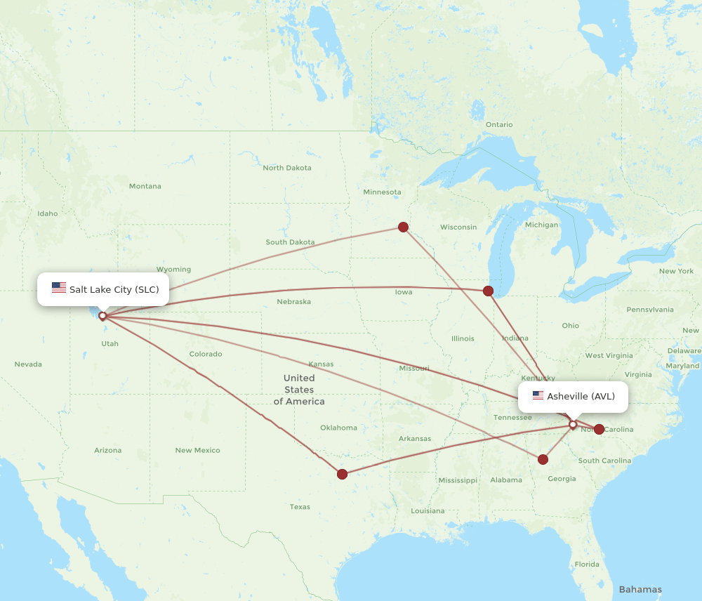 AVL-SLC flight routes