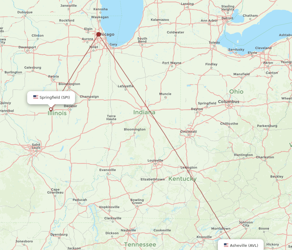 AVL-SPI flight routes