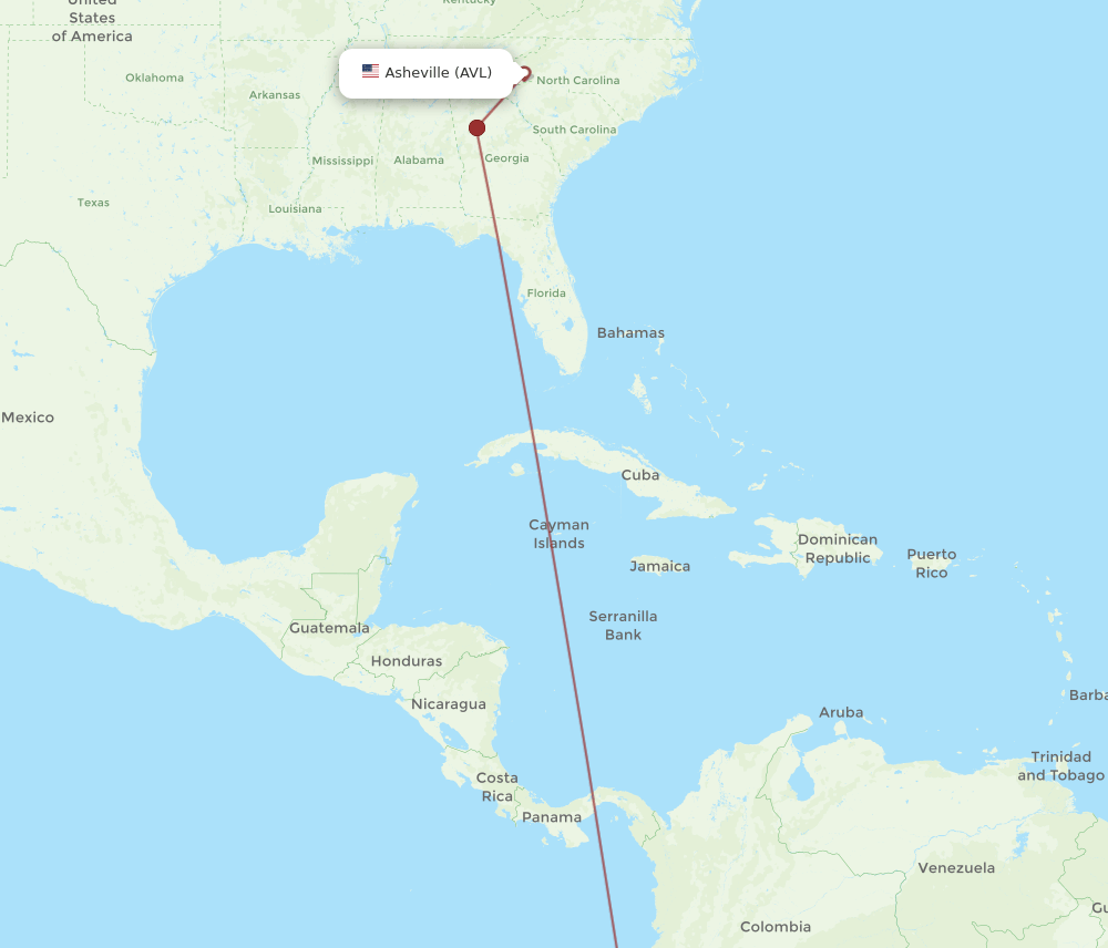 AVL to UIO flights and routes map