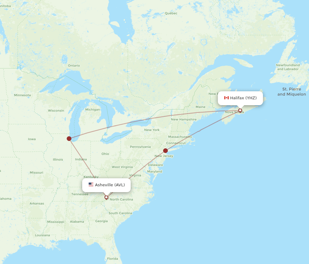 AVL-YHZ flight routes