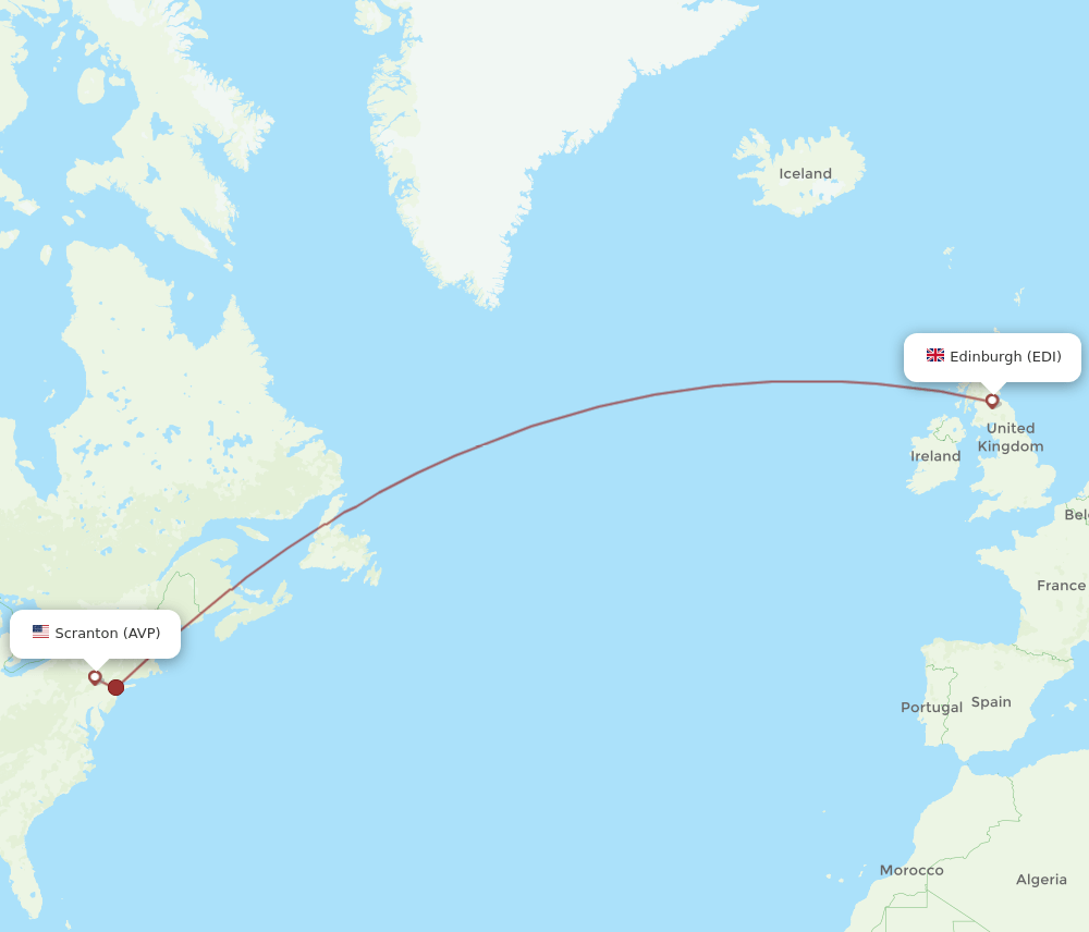 AVP-EDI flight routes
