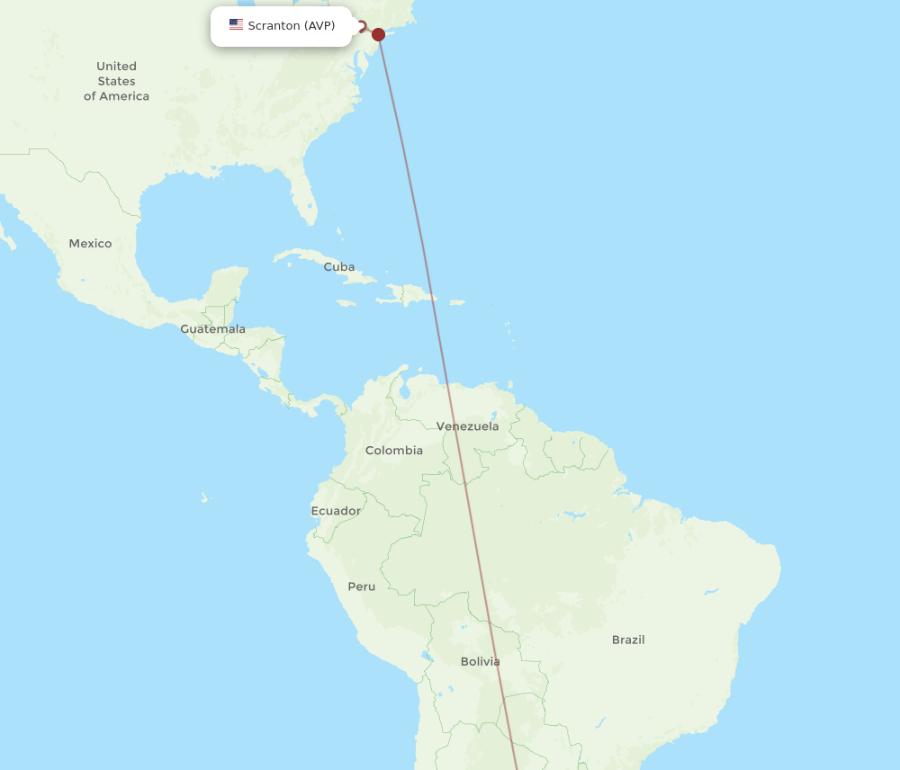 Wilkes-Barre - Buenos Aires route map and flight paths