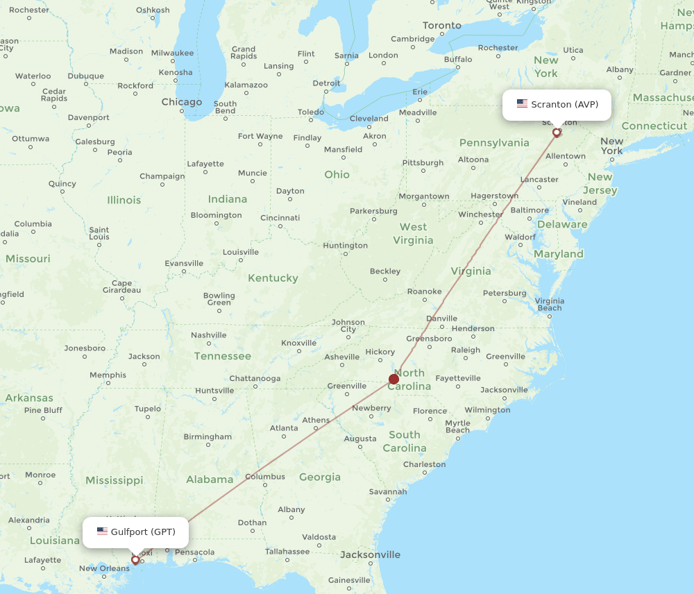 AVP-GPT flight routes
