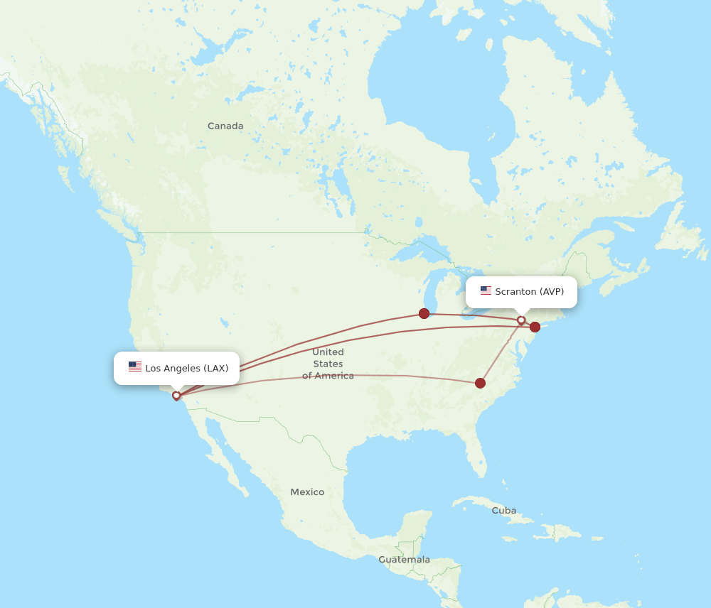 AVP-LAX flight routes