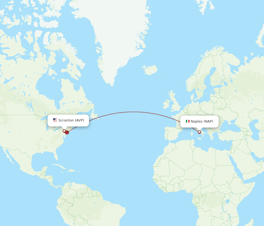 AVP to NAP flights and routes map