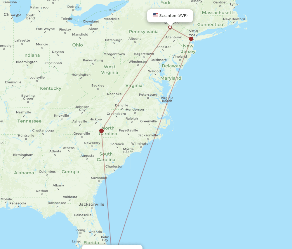 AVP-PBI flight routes