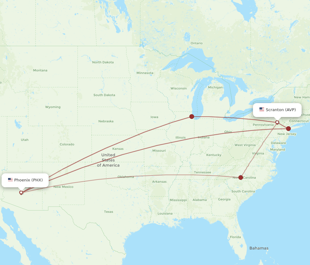 AVP-PHX flight routes