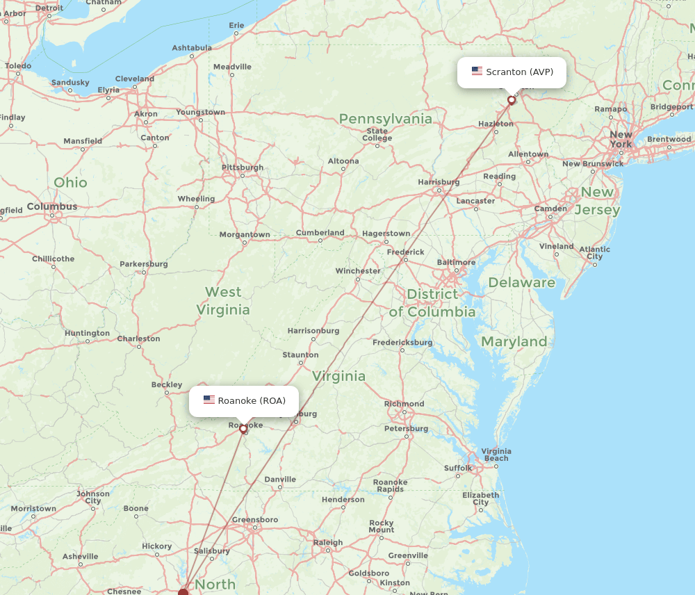AVP-ROA flight routes