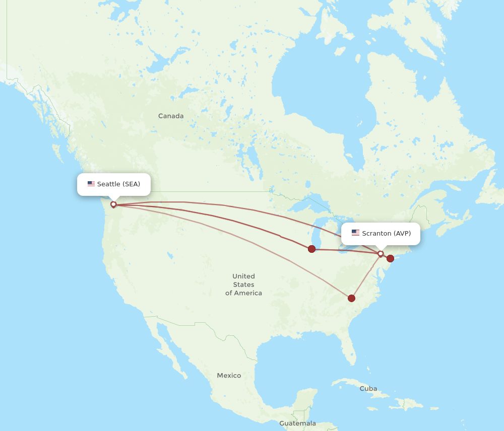 AVP-SEA flight routes