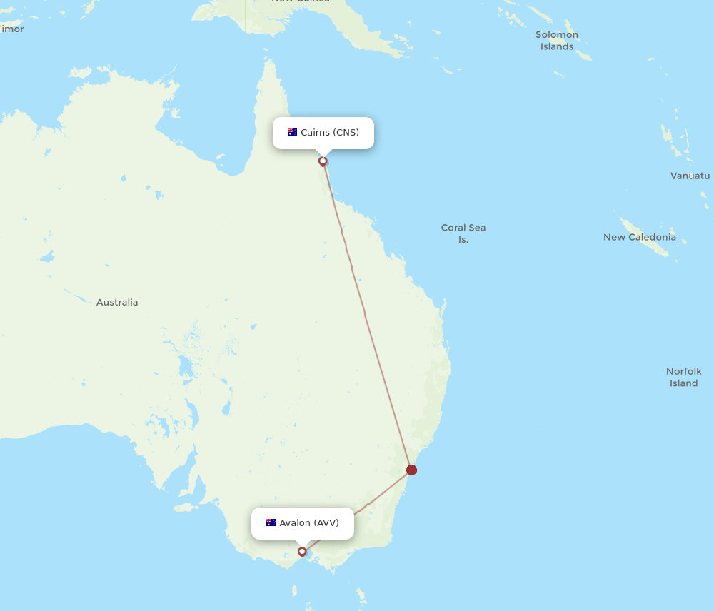 AVV to CNS flights and routes map