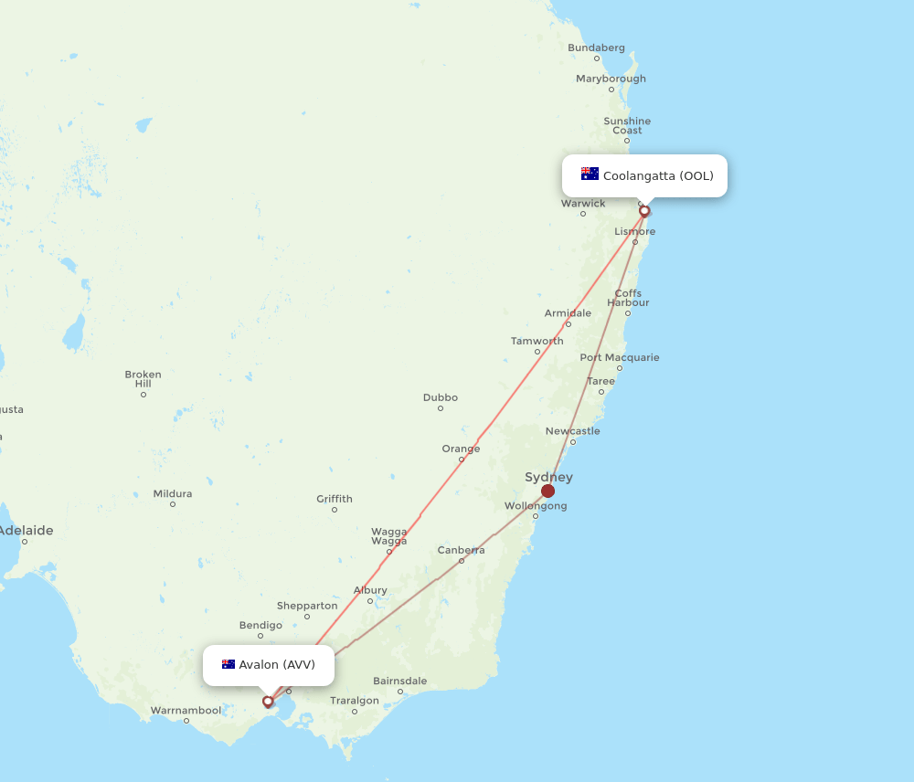 AVV-OOL flight routes