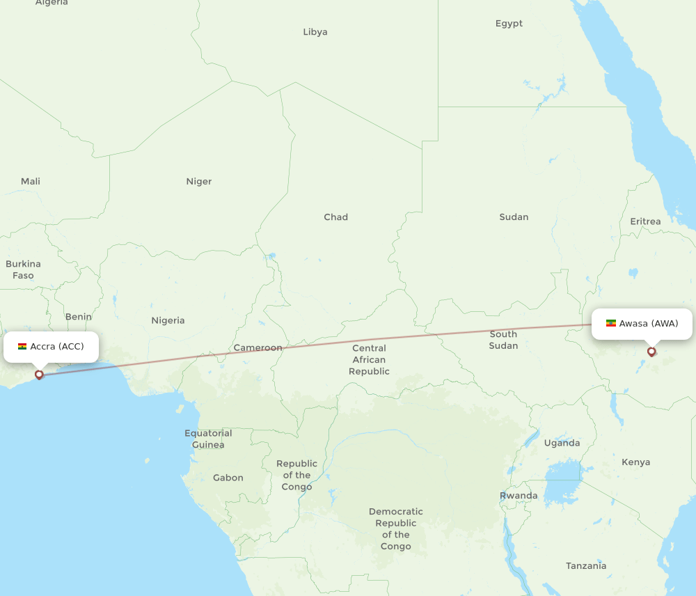 AWA-ACC flight routes