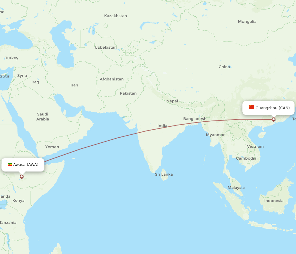 AWA-CAN flight routes