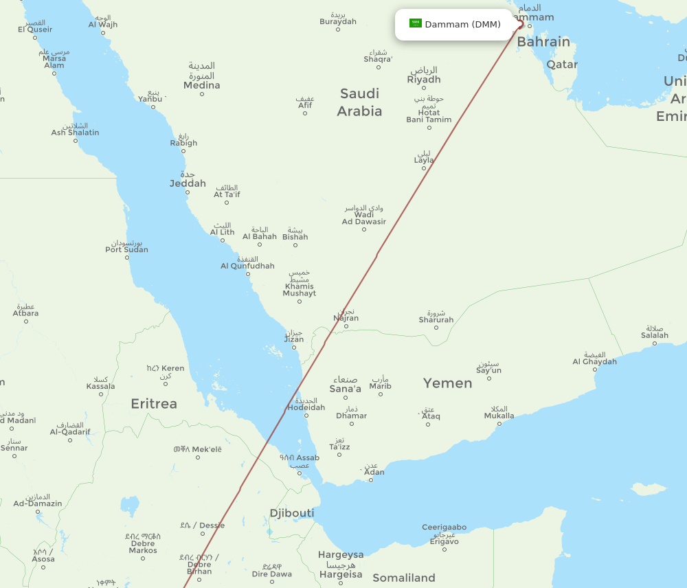 AWA-DMM flight routes