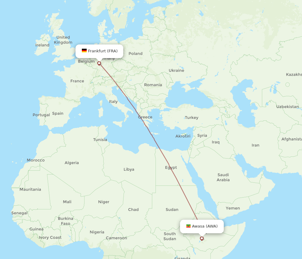 AWA-FRA flight routes