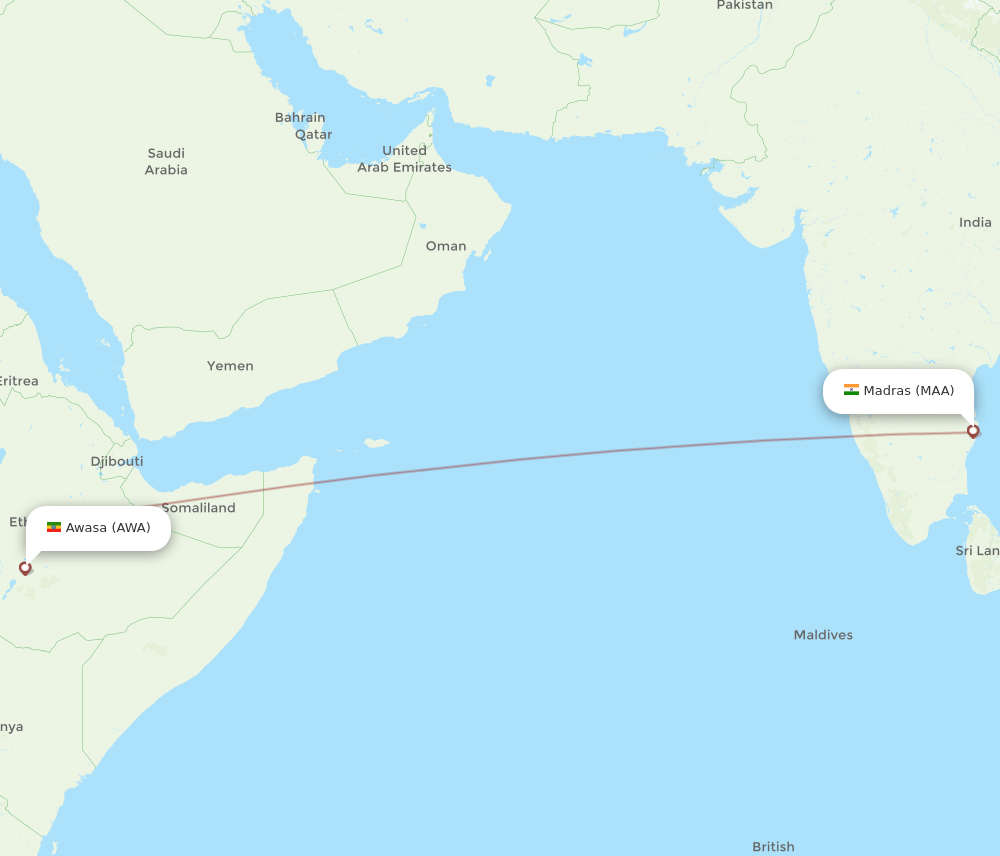 AWA-MAA flight routes