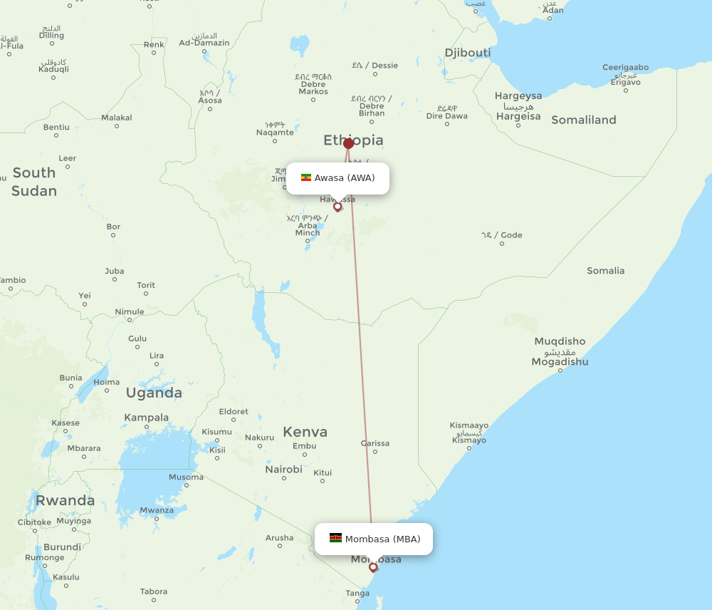 AWA-MBA flight routes