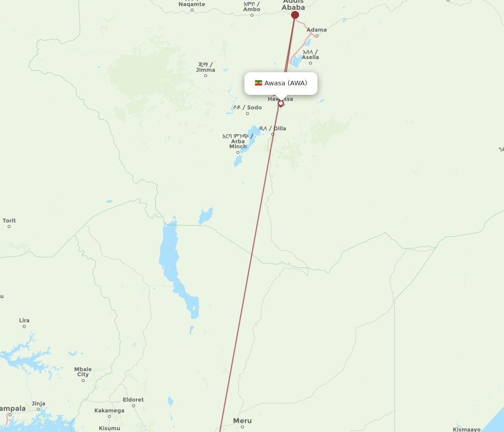 AWA-NBO flight routes