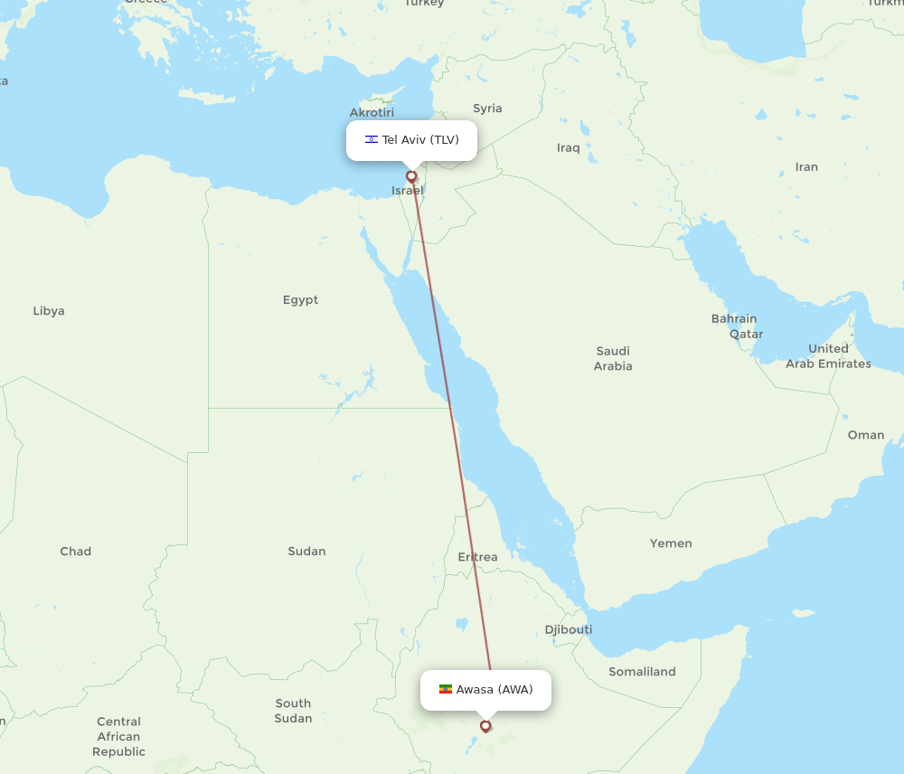 AWA-TLV flight routes