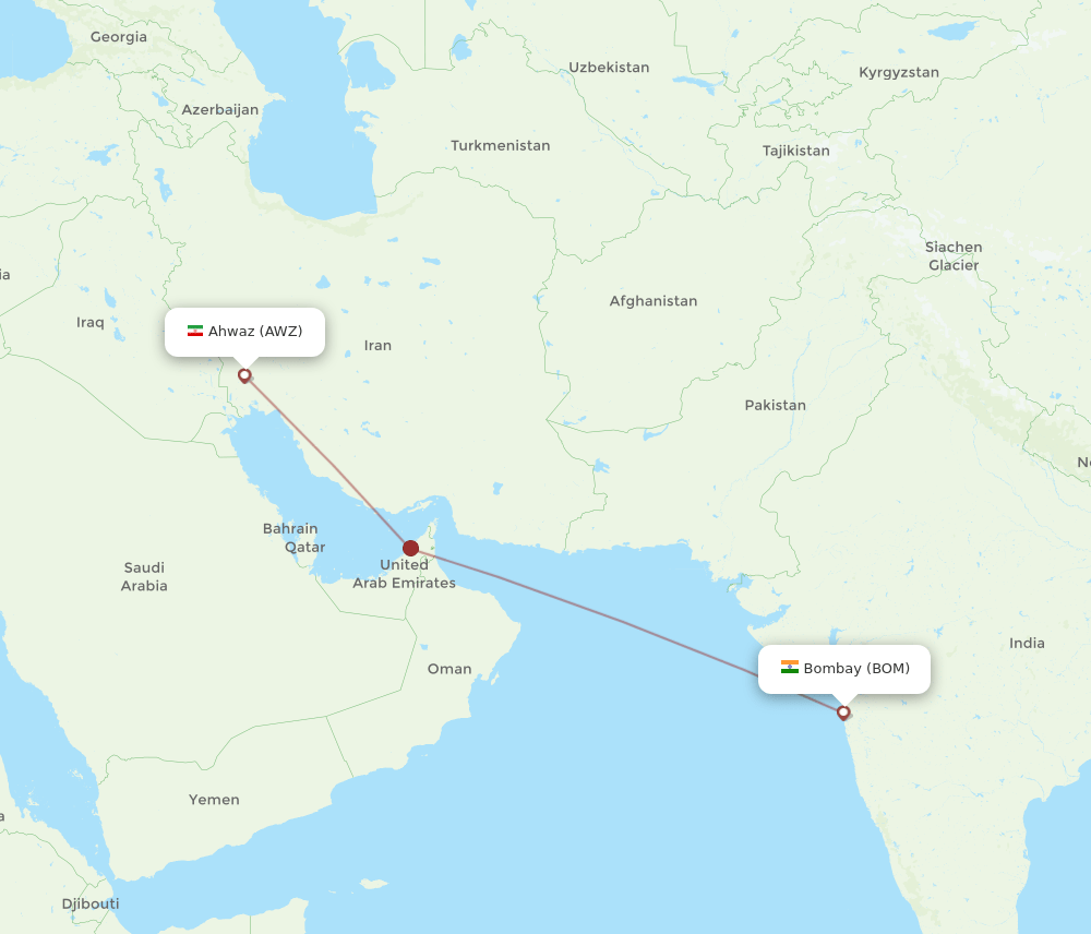AWZ-BOM flight routes