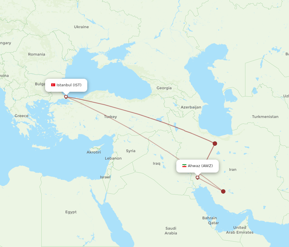 AWZ to IST flights and routes map