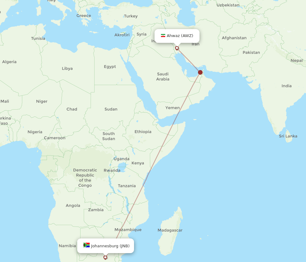 AWZ-JNB flight routes