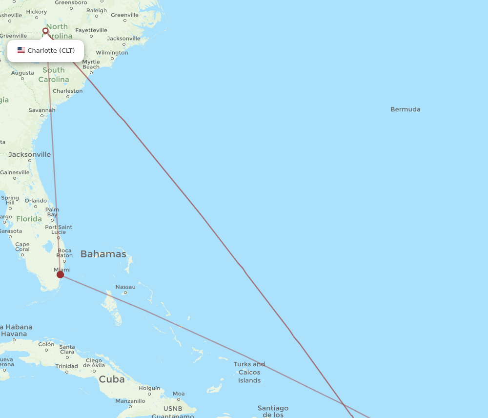 AXA-CLT flight routes