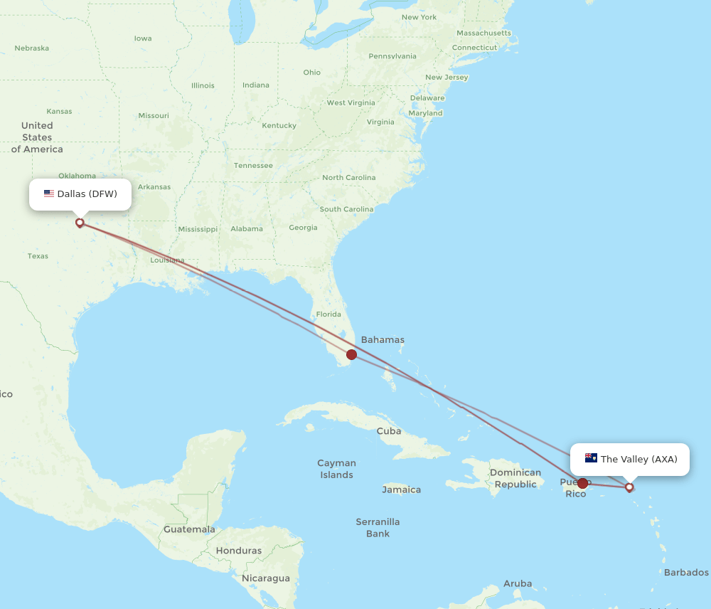 AXA-DFW flight routes