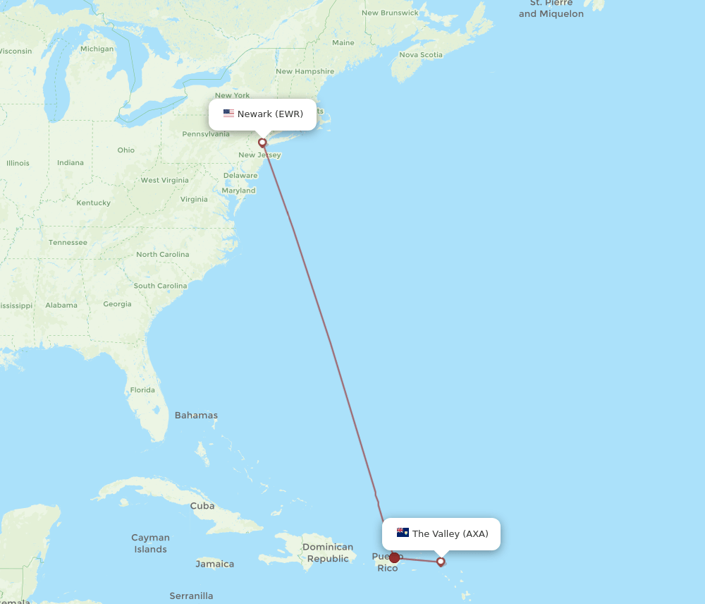 AXA-EWR flight routes