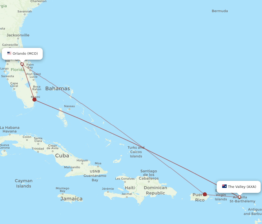 AXA-MCO flight routes