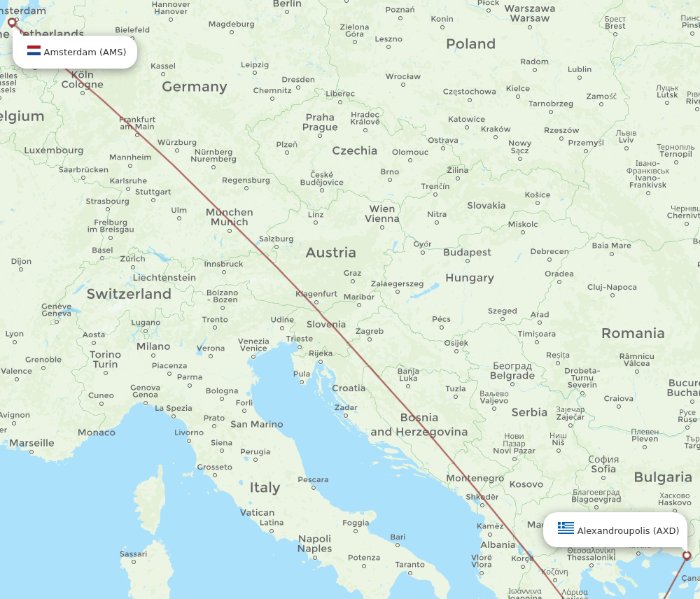 AXD-AMS flight routes