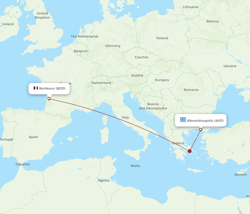 AXD-BOD flight routes