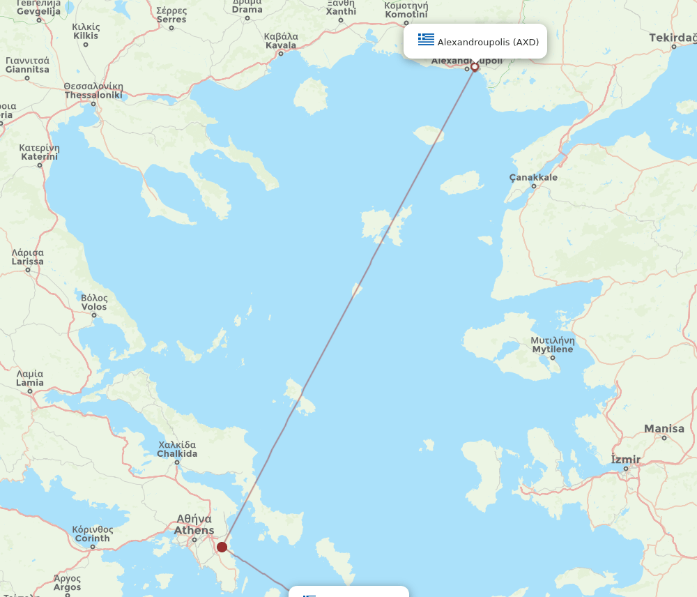AXD to JSY flights and routes map