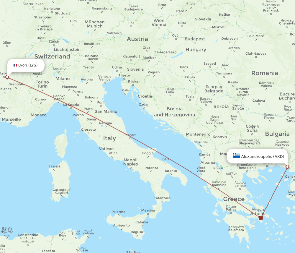 AXD-LYS flight routes