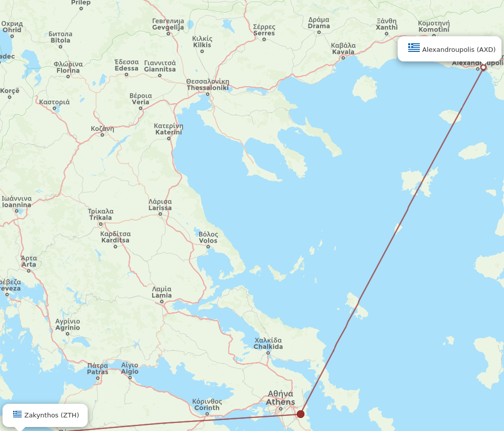 AXD-ZTH flight routes