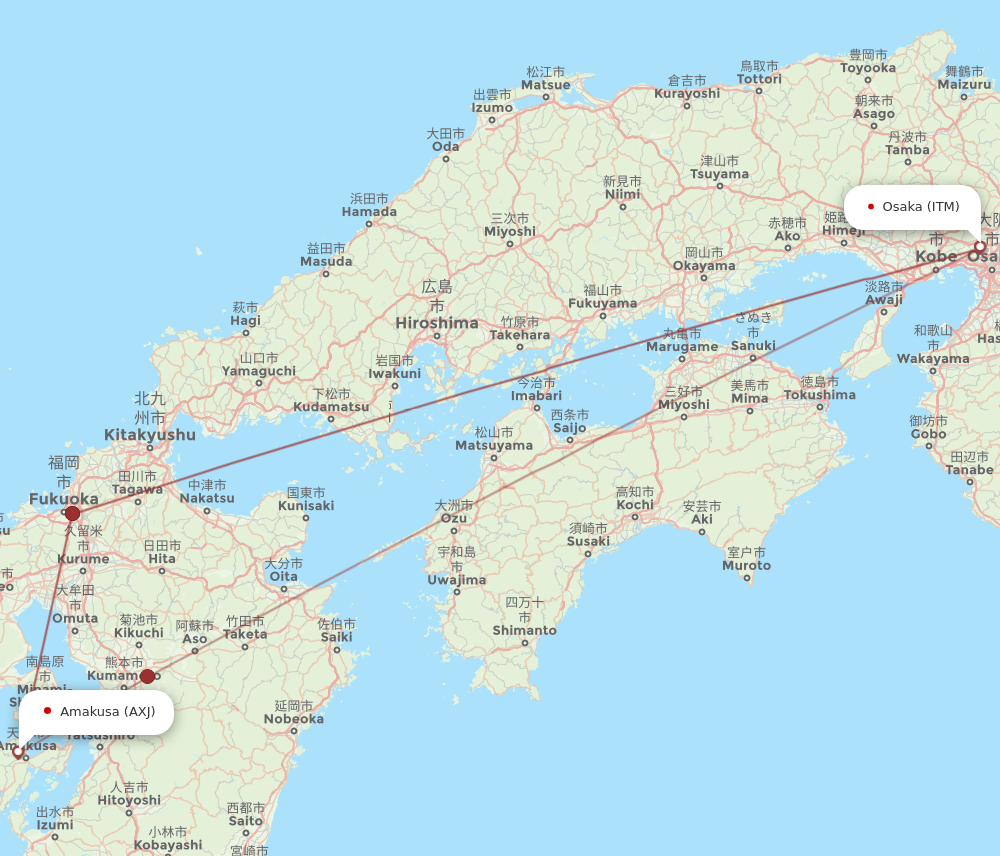 AXJ to ITM flights and routes map