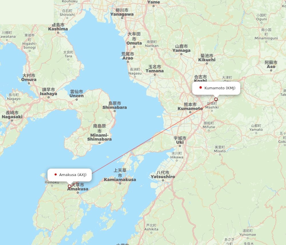 Amakusa - Kumamoto route map and flight paths